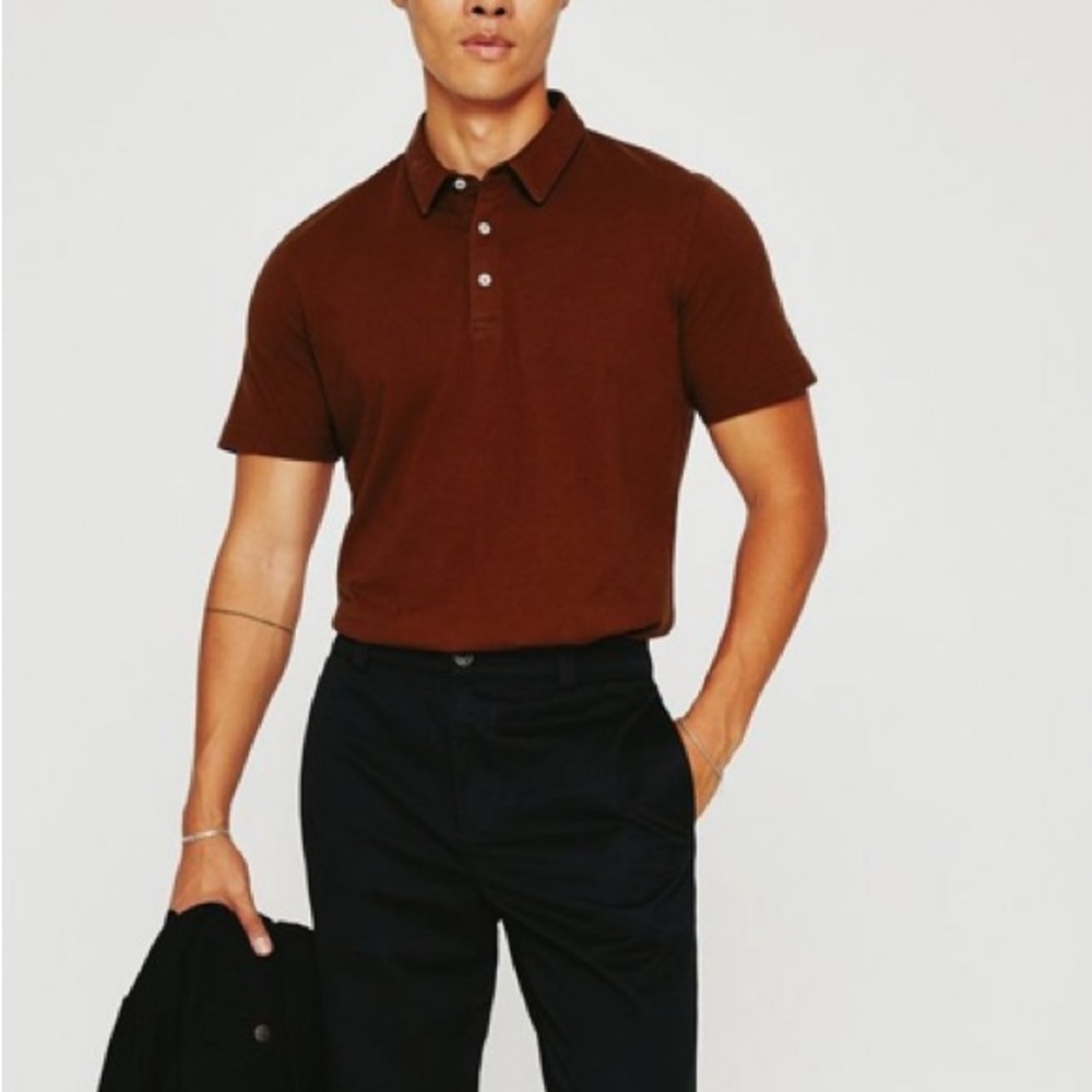 NEW AG Adriano Goldschmied Bryce s/s Polo in Dark Sangria